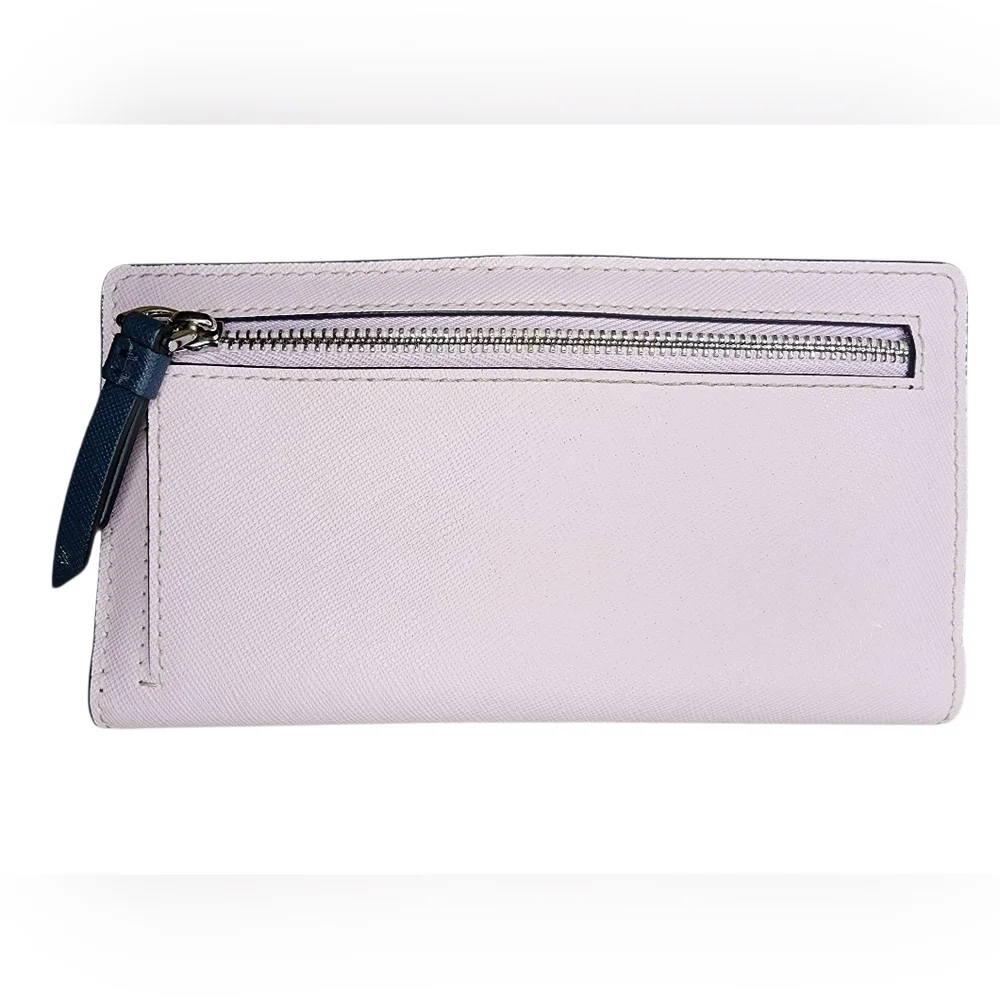 KATE SPADE Cameron Large Slim Bifold Wallet, Lilac/Navy blue, leather